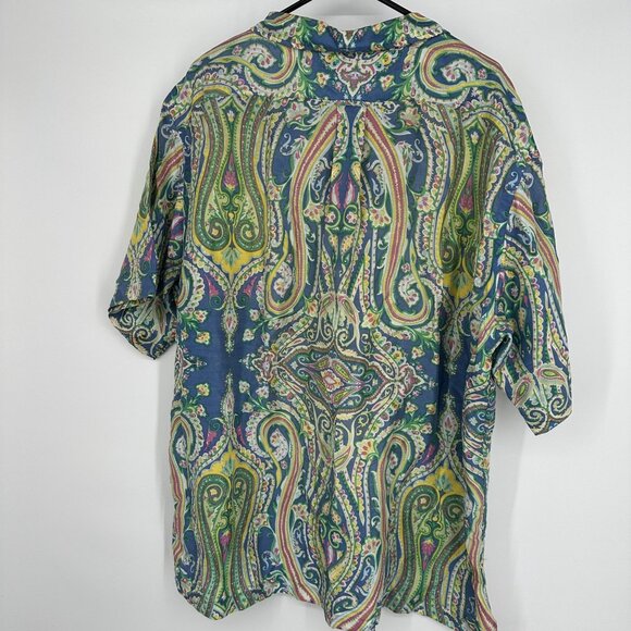 Polo by Ralph Lauren Vintage Caldwell 100% Silk Paisley Button Down Size XL - Picture 2 of 5